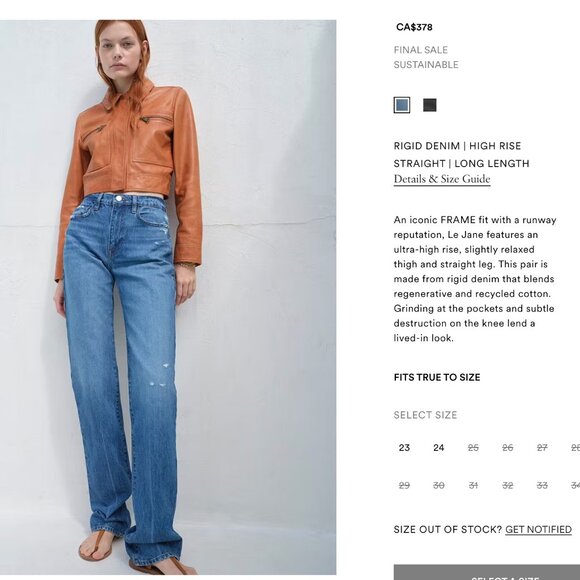 Like-New- Frame Le Jane size 27 - Picture 1 of 11